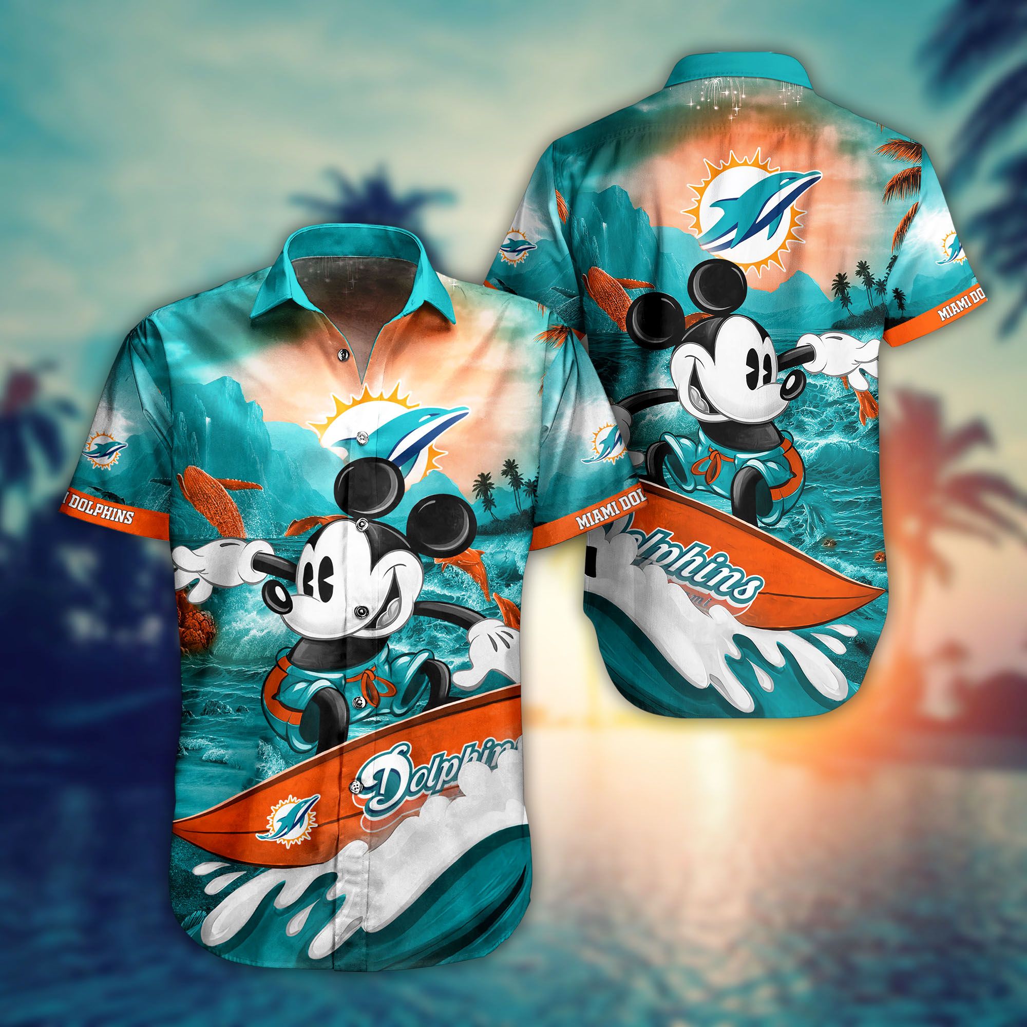 Nfl Miami Dolphins Mickey Surf Hawaiian 3d Shirt-1