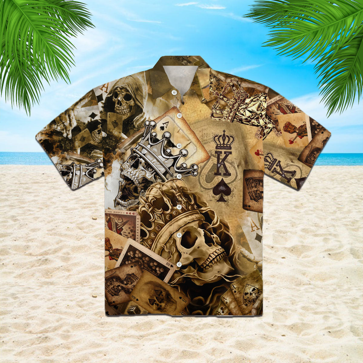 Oragontee Skull Crown And King Chess Playing Cards Hawaiian Shirt