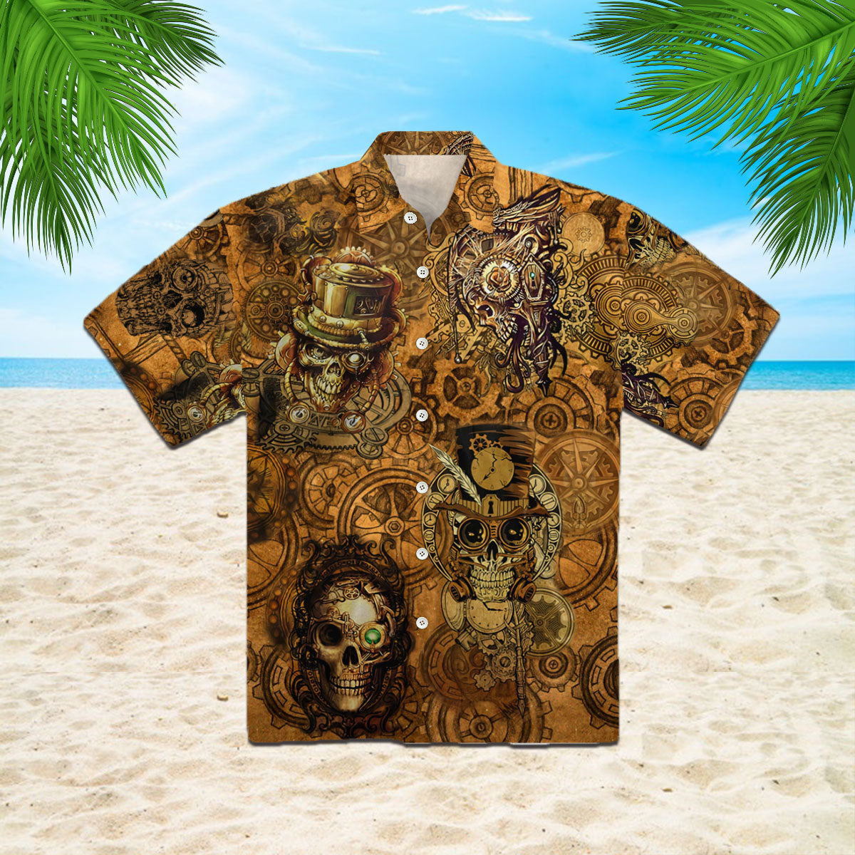 Oragontee Skull Steampunk Hawaiian Shirt For Men Women Adult