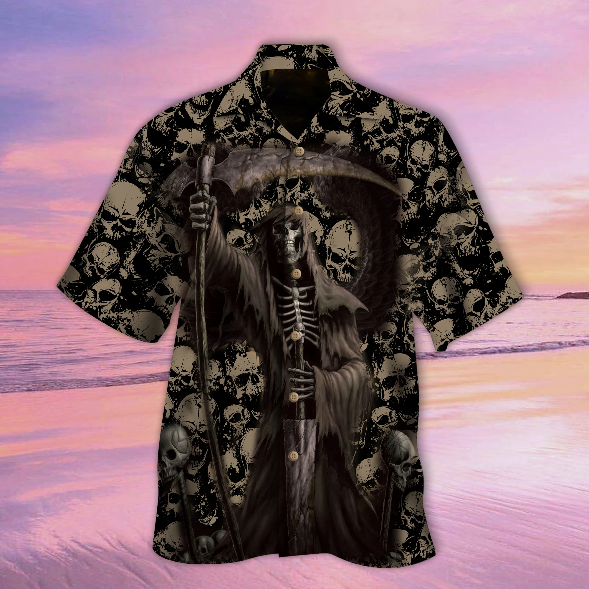 Skull And Scythe Of Death Hawaiian Shirt