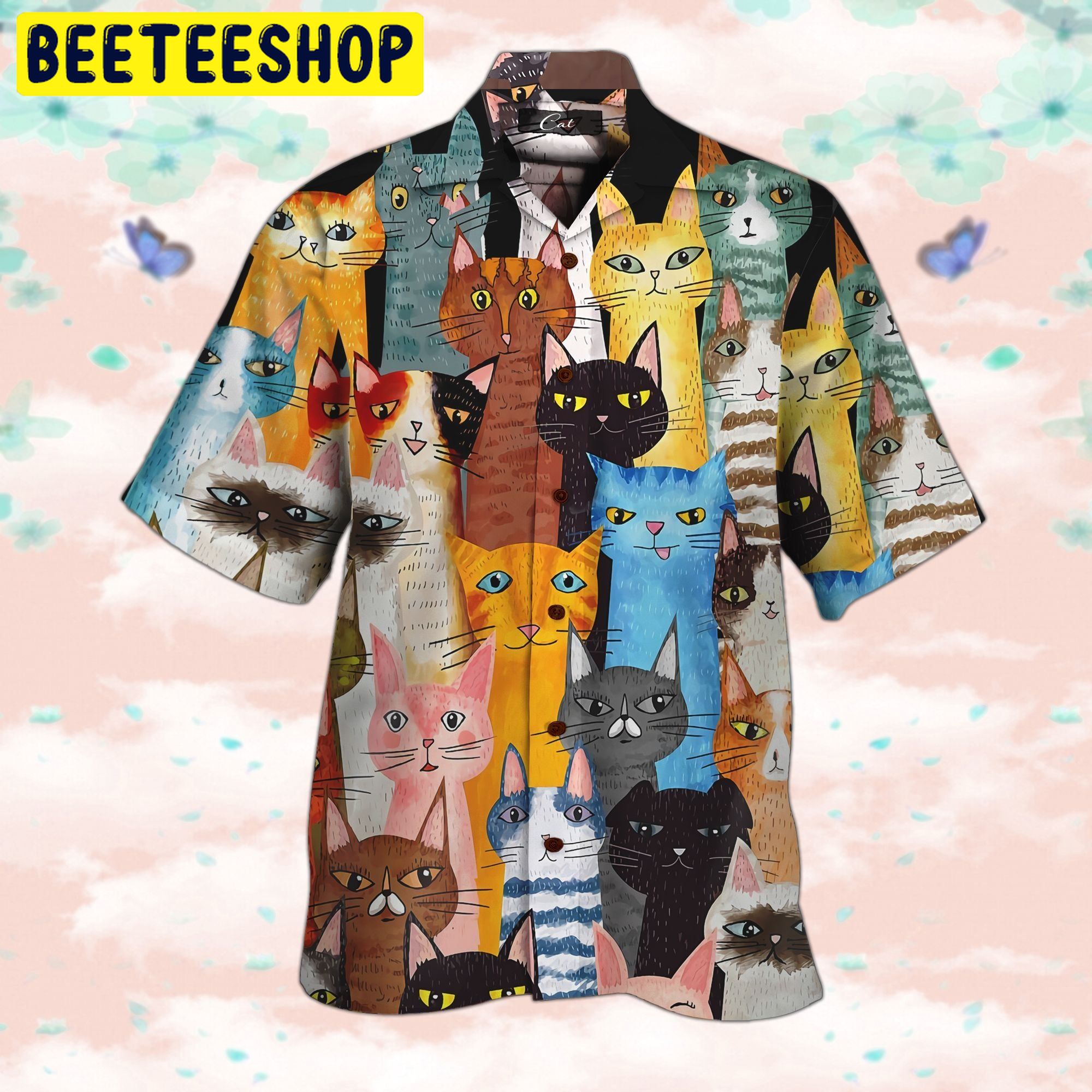 3d Short Sleeve Hawaiian Shirt, Cat Clothes Hawaiian Shirt