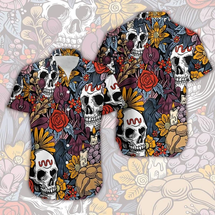 Tennessee Titans Sugarskull Short Sleeve Button Up Tropical Aloha