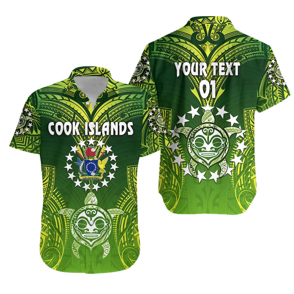 Custom Personalised Text And Number Cook Islands Hawaiian Shirt