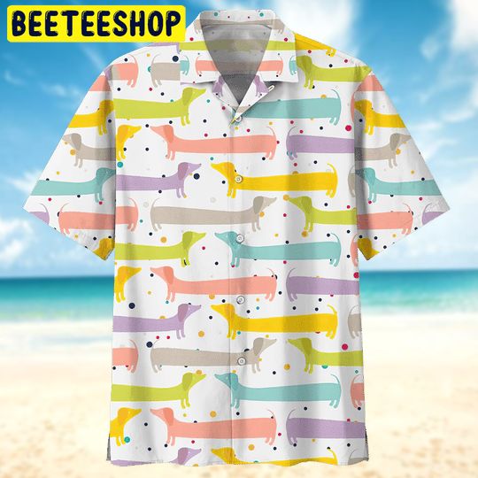 Cute Dachshund 3d All Over Printed Trending Hawaiian Shirt-1