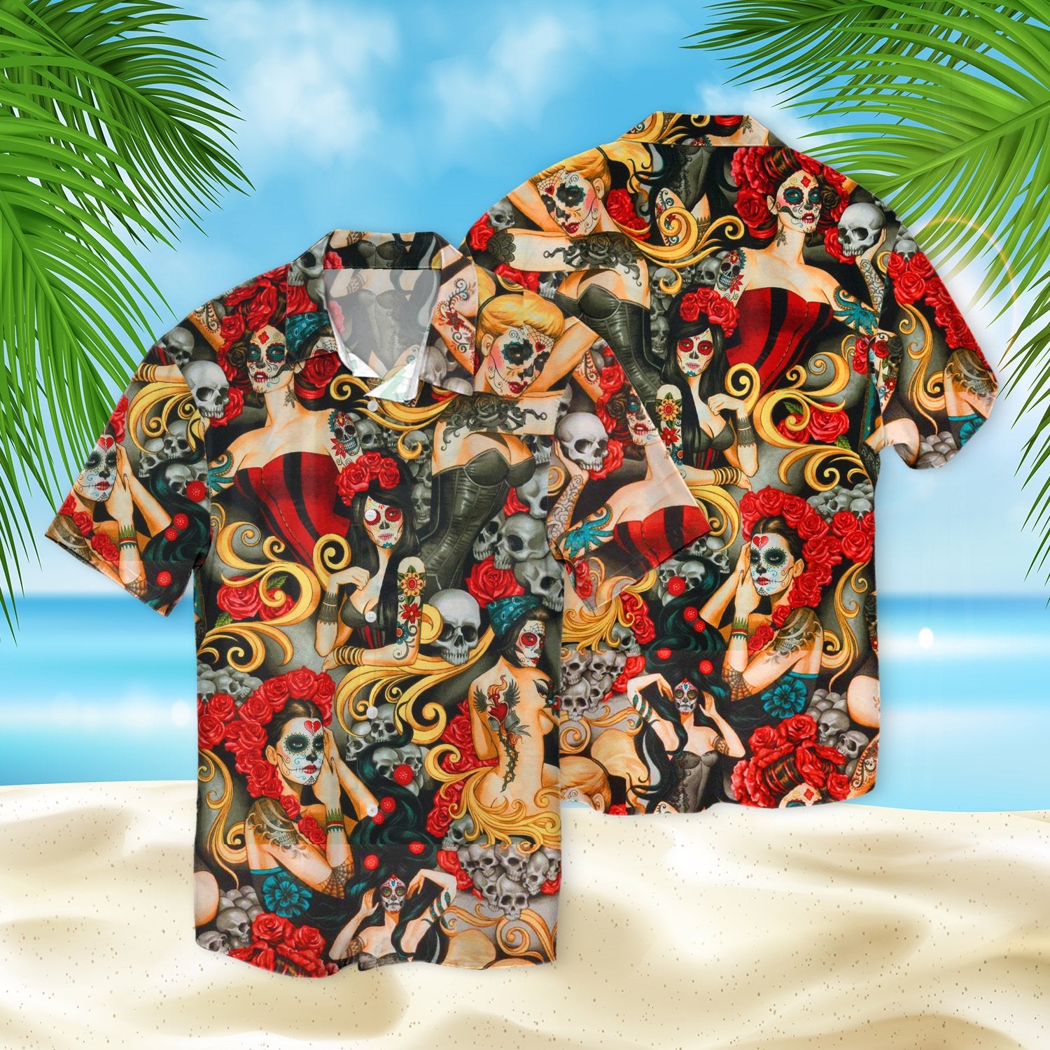 Skull Girls 3d Hawaiian Shirt