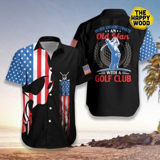 Skull Golf With American Flag Hawaiian Hawaii Shirt