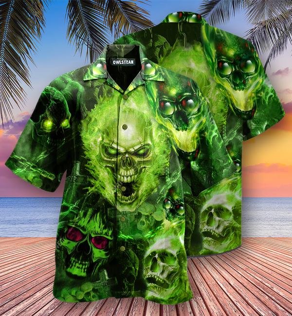 Skull Green Fear No Man Edition – Hawaiian Shirt