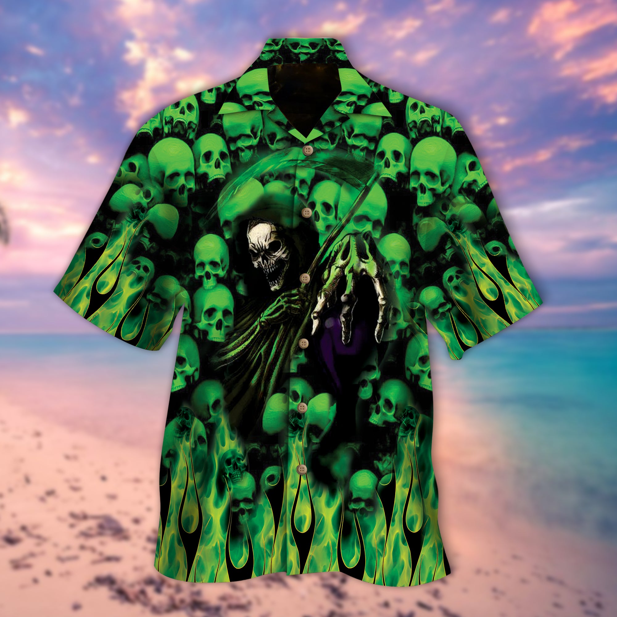 Skull Green Hawaiian Shirt – Kv88