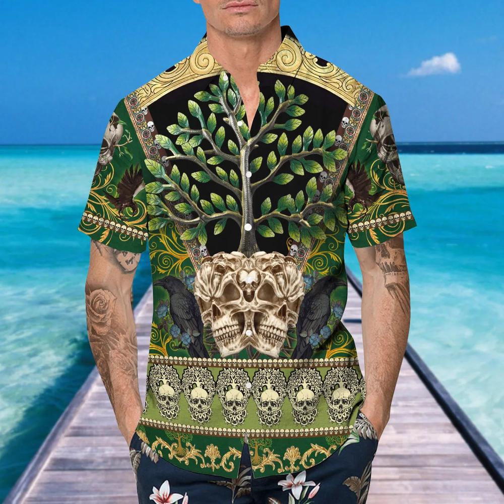 Skull Green Tree Hawaiian Shirt