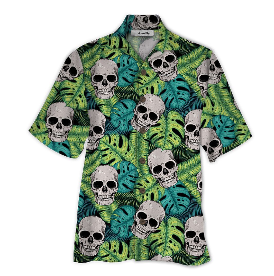 Skull Green Unique Design Unisex Hawaiian Shirt