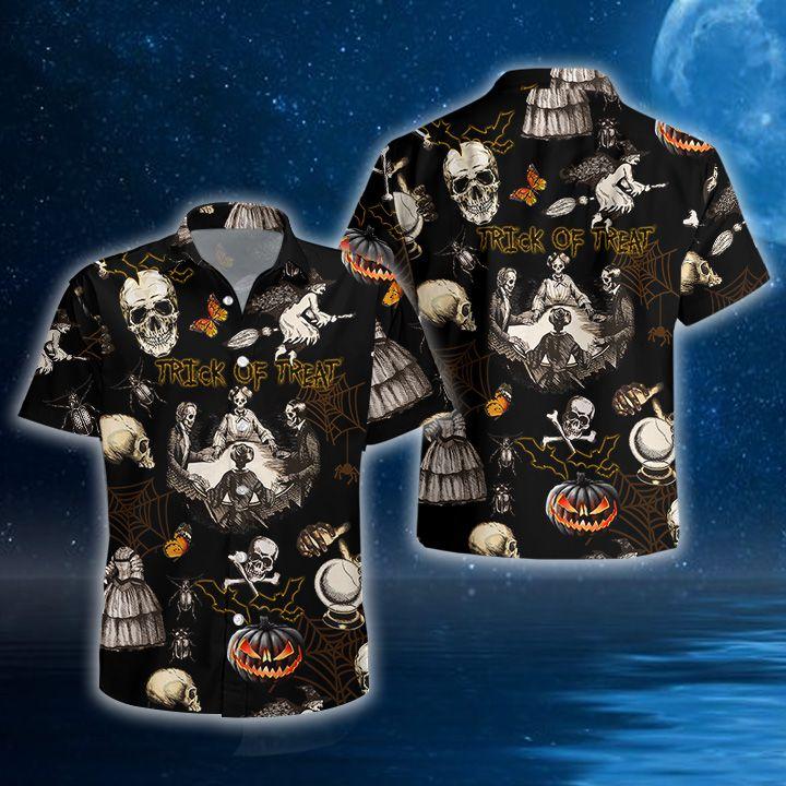 Skull Halloween Hawaiian Shirt Unisex Full Size Adult Colorful