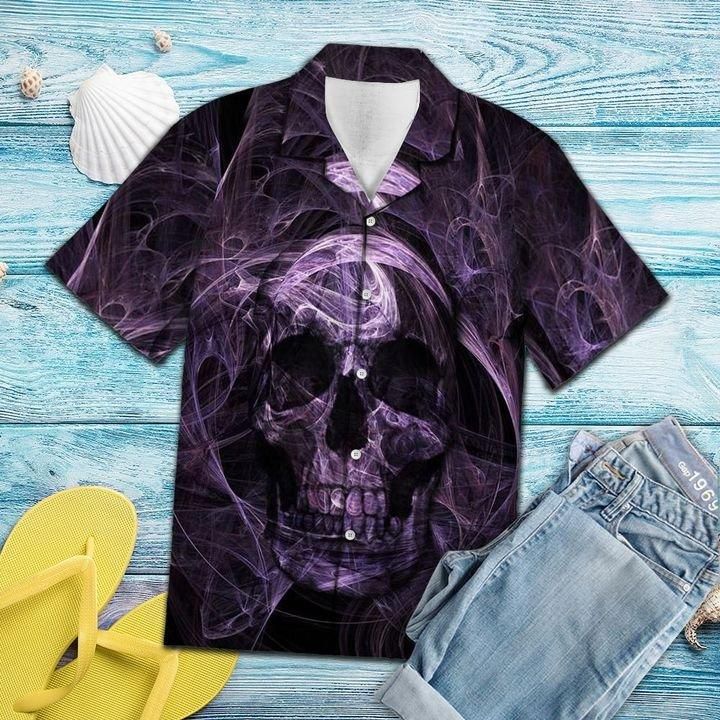 Skull Hawaiian Aloha Shirts Unisex Full Size Adult Colorful Hw1496-1