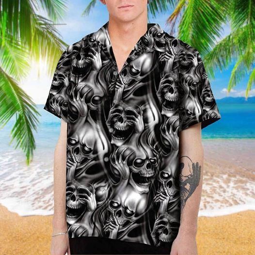 Skull Hawaiian Shirt Unisex Full Size Adult Colorful Hw1325-1