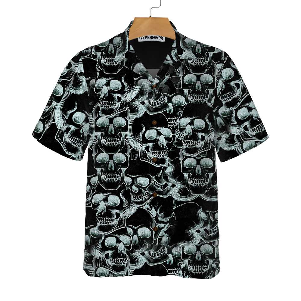 Skull Head Drawing Pattern Hawaiian Shirt S