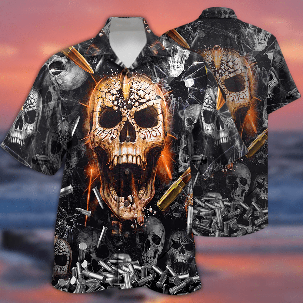 Skull Headshot Bullets Hawaiian Shirt