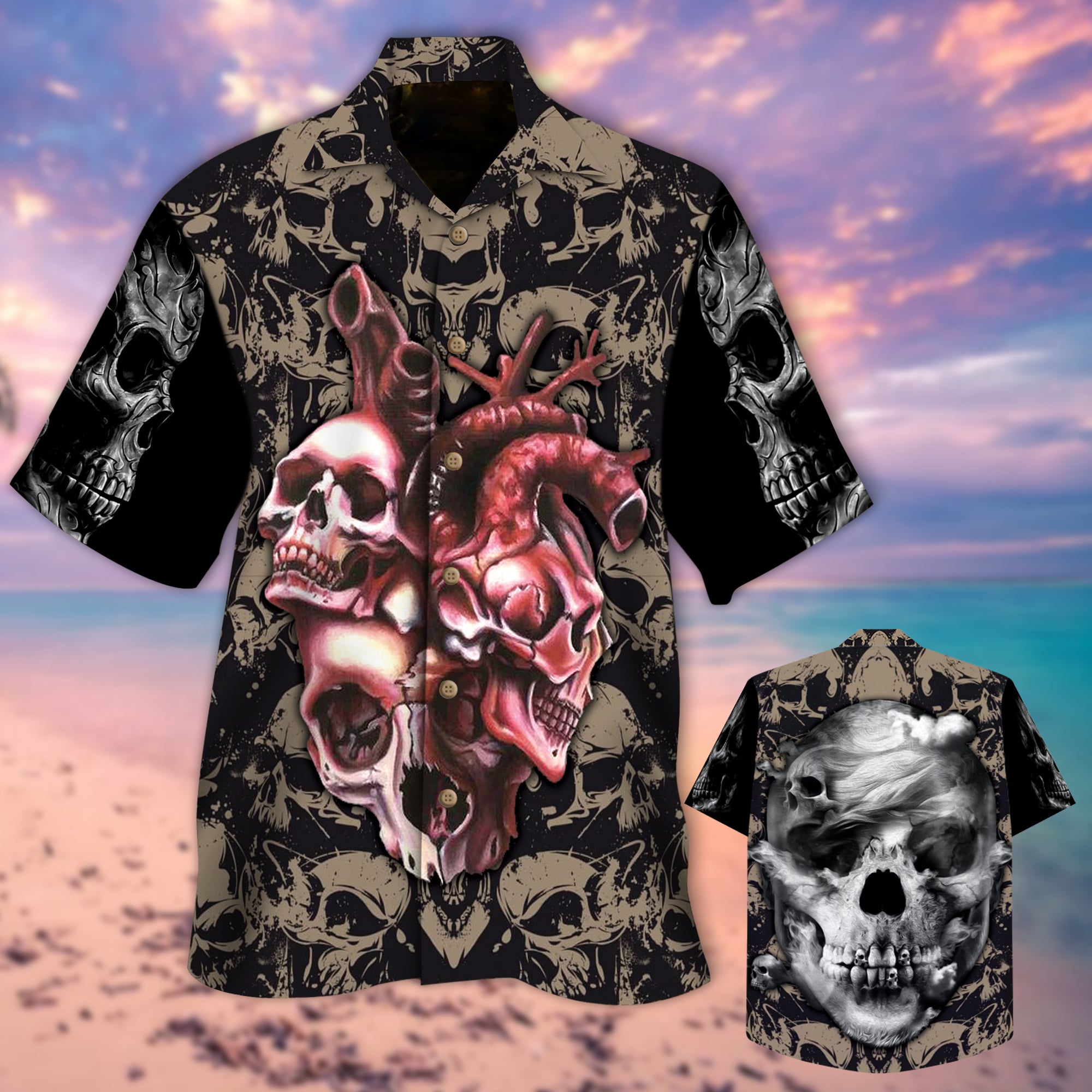 Skull Heart Hawaiian Shirt