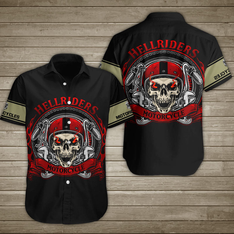 Skull Hellrider Motorcycle Hawaiian Shirt