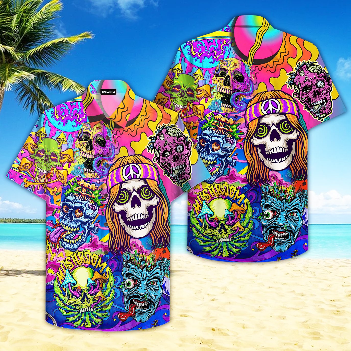 Skull Hippe Peace Life Color Limited Hawaiian Shirt