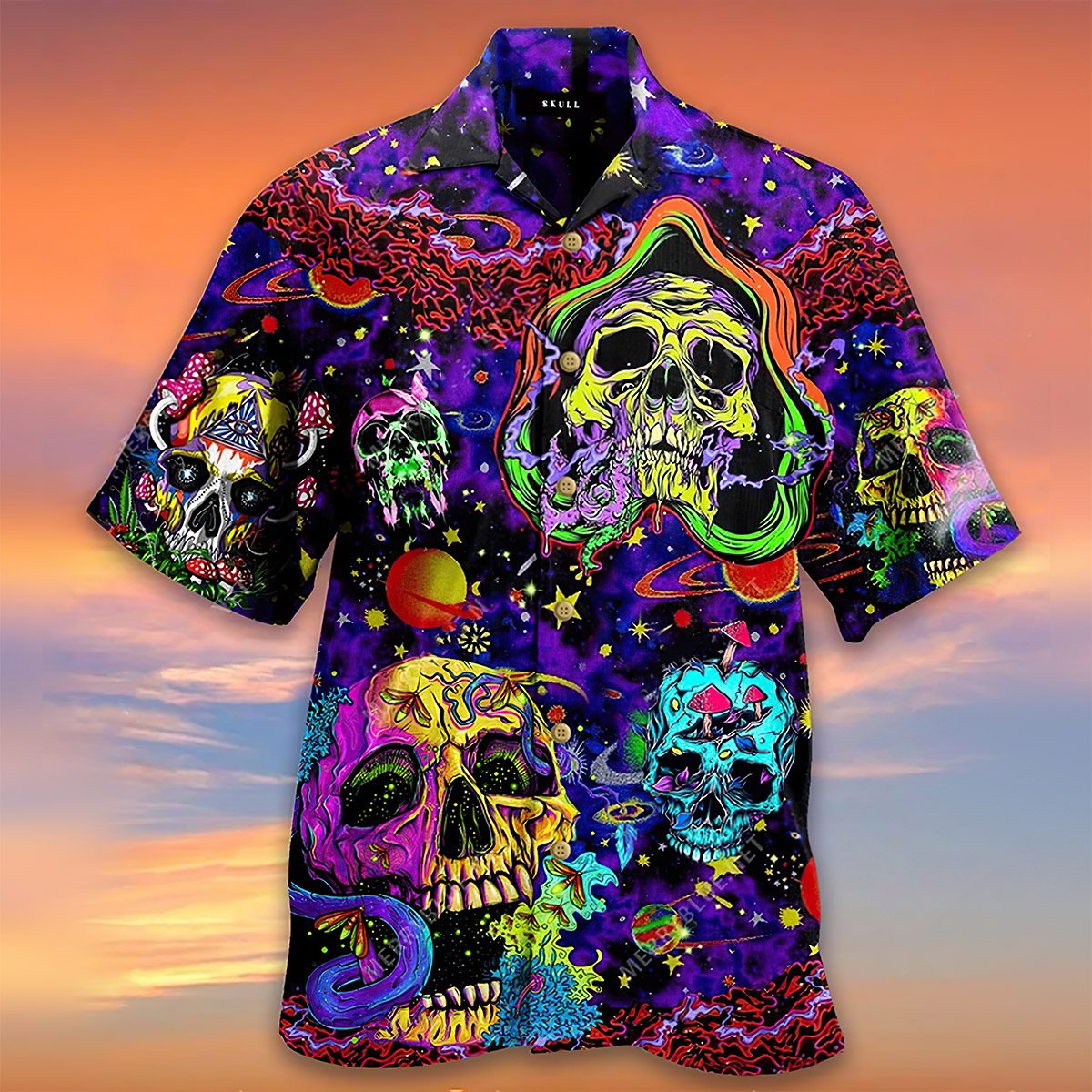 Skull Hippie 3d All Over Printed Hawaiian Shirt