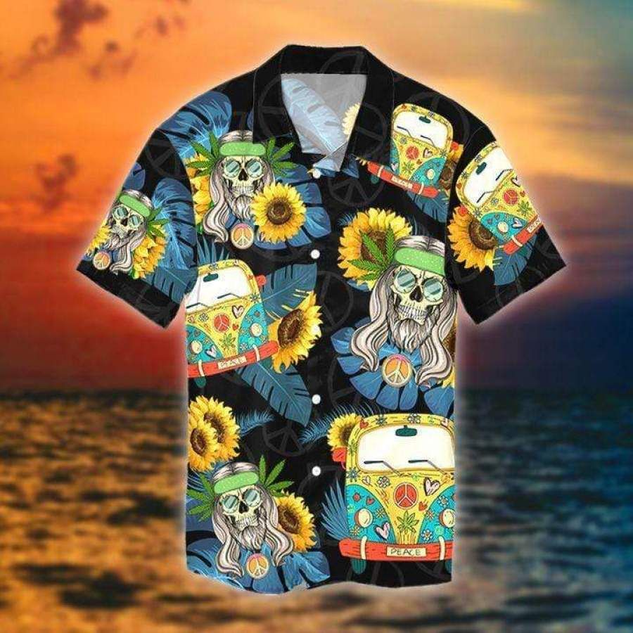 Skull Hippie Car Hawaiian Aloha Shirts