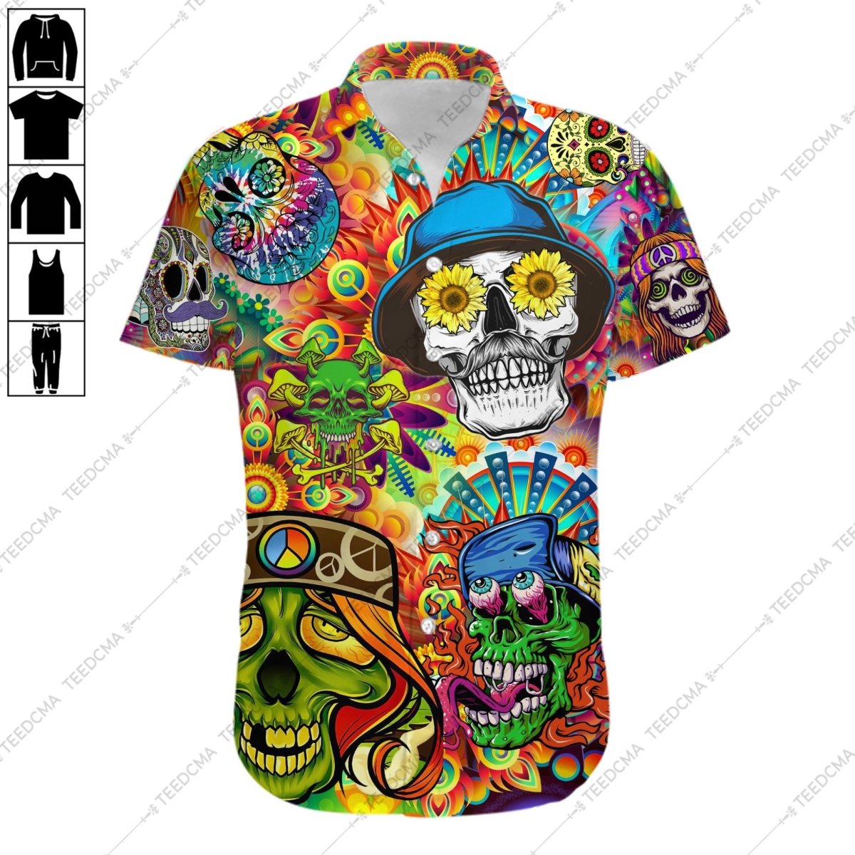 Skull Hippie Hawaiian Shirt
