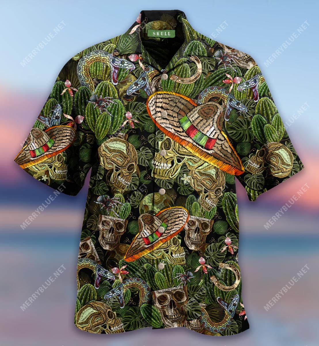 Skull In The Jungle Aloha Hawaiian Shirt Colorful Short Sleeve Summer Beach