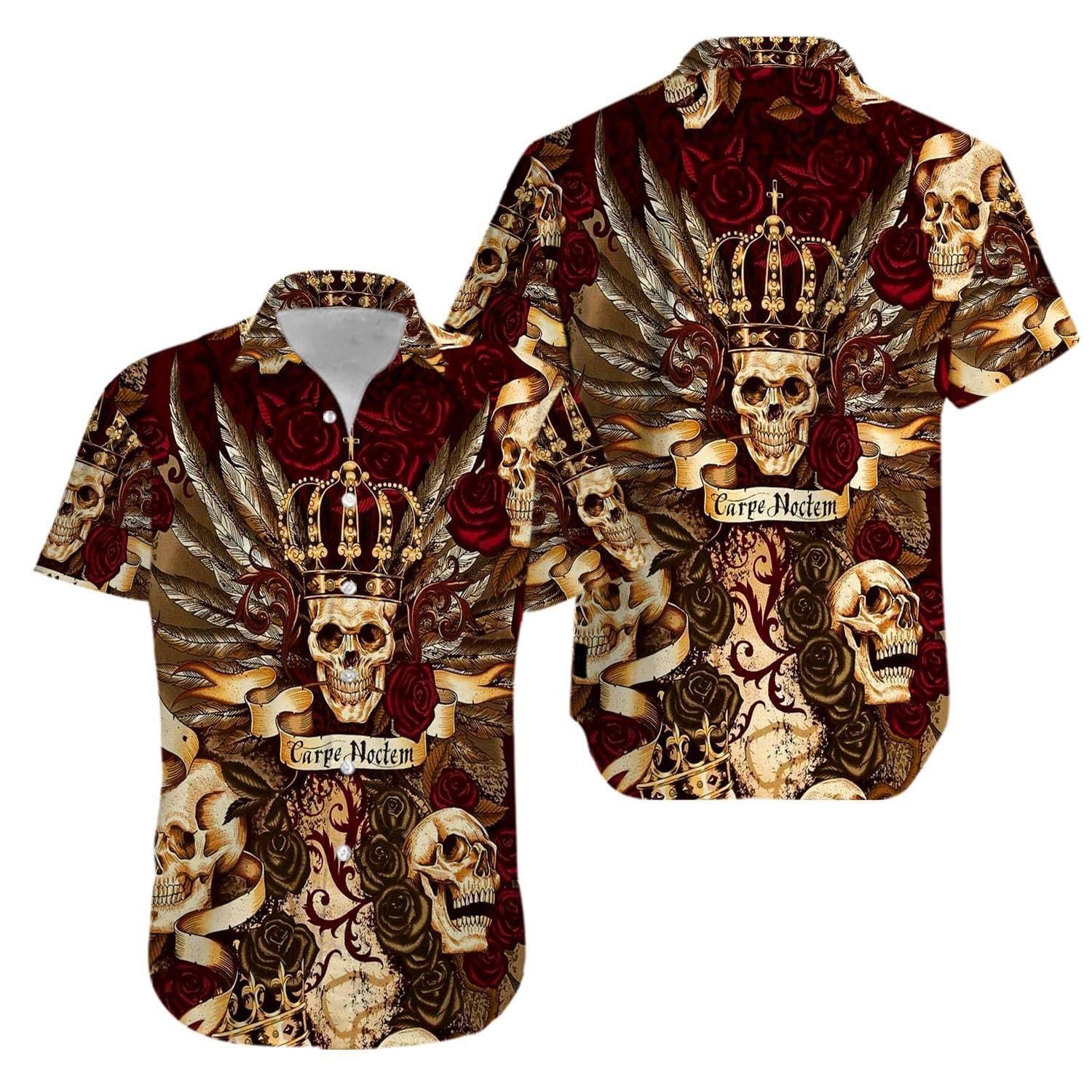 Skull King Aloha Hawaiian Shirt Colorful Short Sleeve Summe