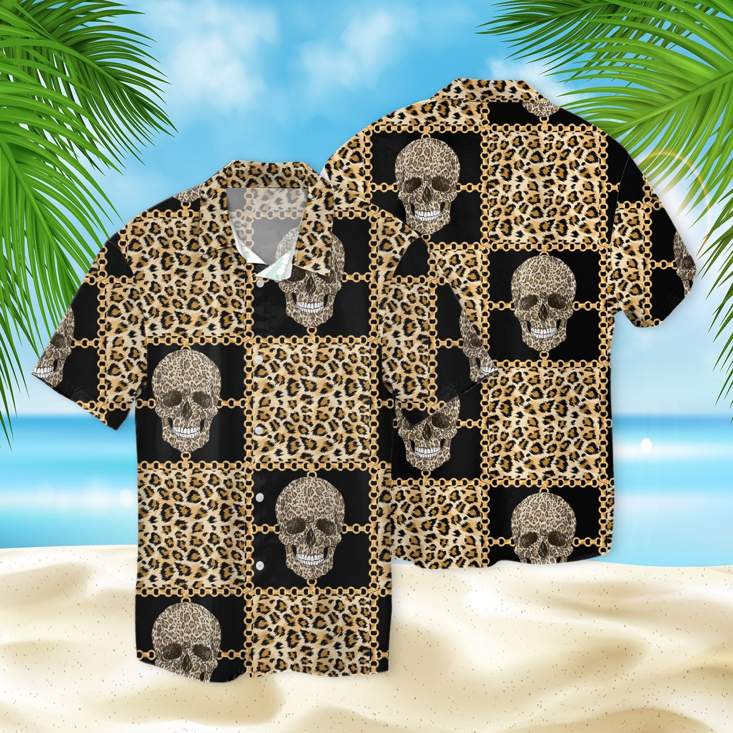 Skull Leopard Pattern 3d Hawaiian Shirt