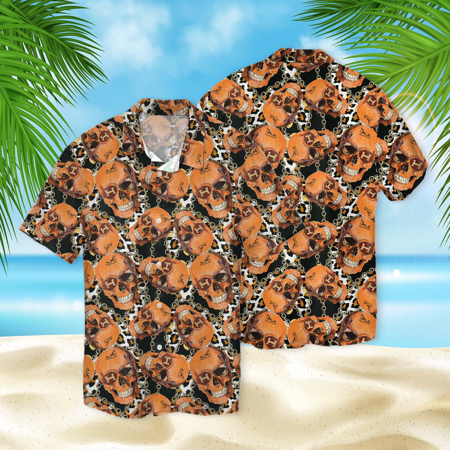 Skull Leopard Print 3d Hawaiian Shirt