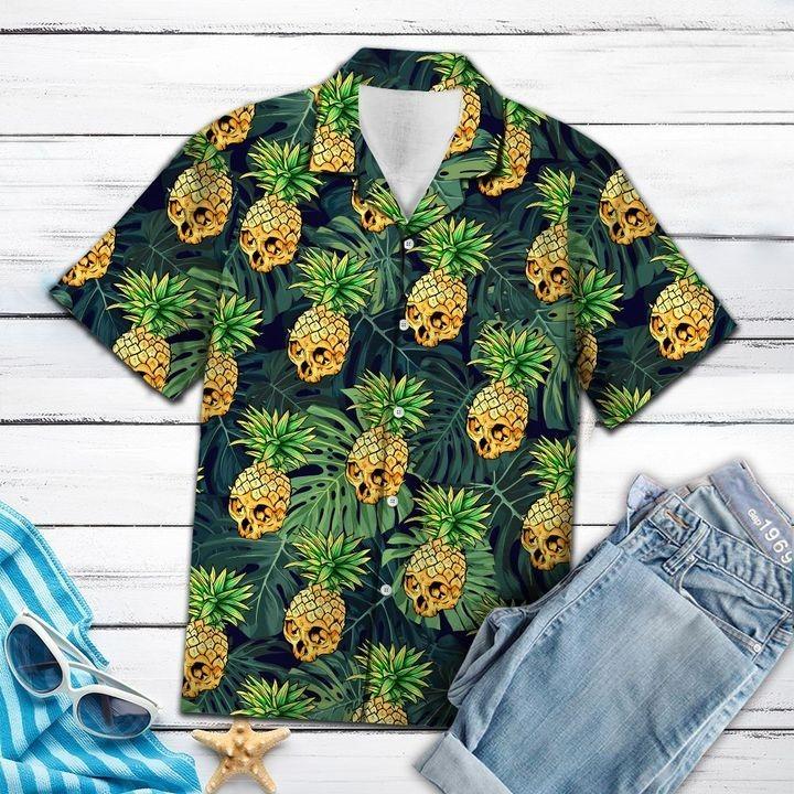 Skull Pineapple Hawaiian Shirt Unisex Full Size Adult Colorful