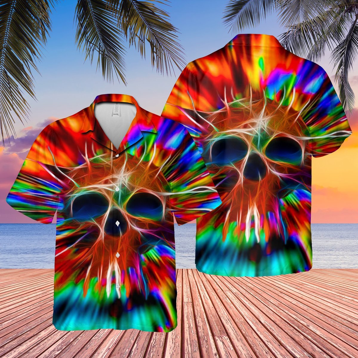 Skull Trippy Hawaii Shirt Hawaiian Shirt For Men Hawaiian Shirt