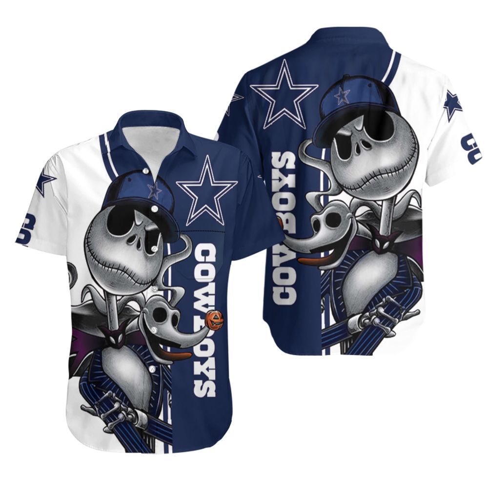 Dallas Cowboys Jack Skellington And Zero Hawaiian Shirt For Fans-1