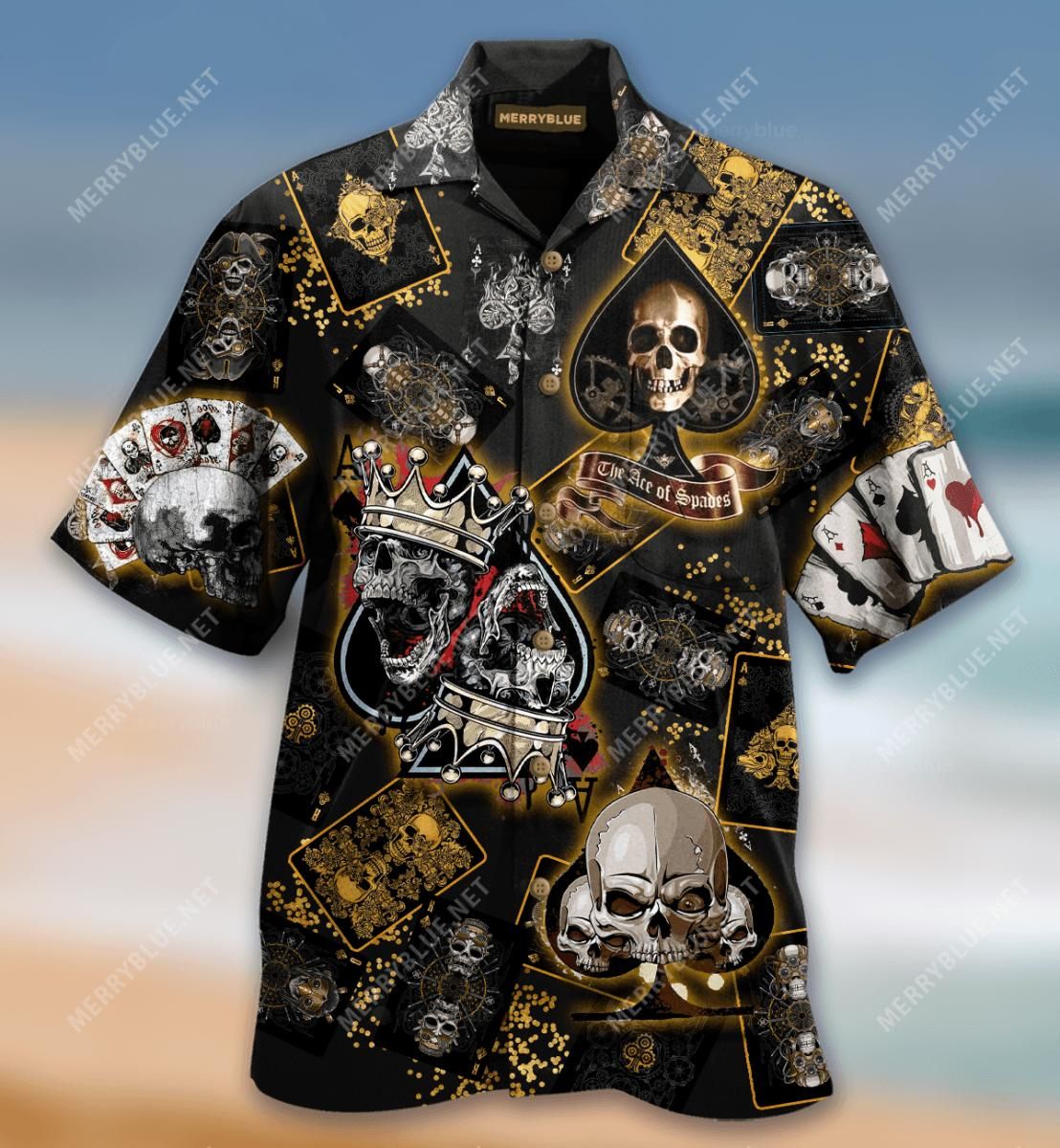 Dangerous Skull Poker Hawaiian Shirt Colorful Short Sleeve Summer Beach