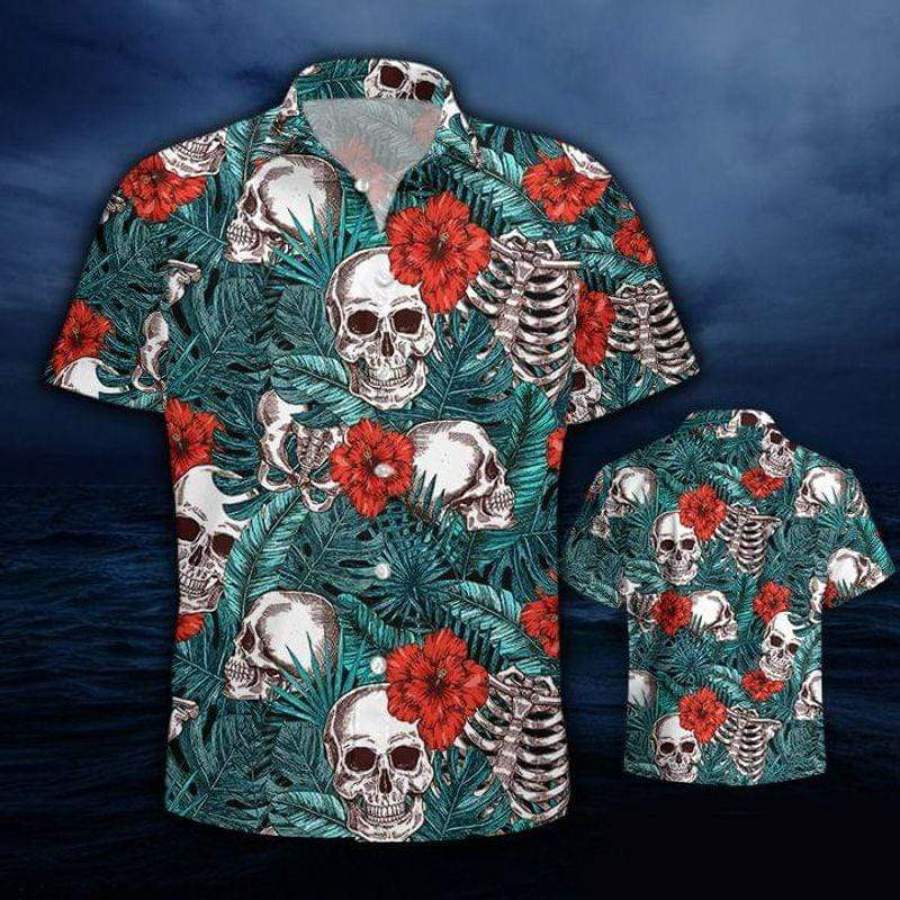 Floral Skull Summer Vibe Rose Tropical Hawaiian Shirts