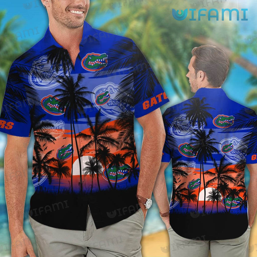 Florida Gators Hawaiian Shirt Sunset Coconut Tree Gators Gift