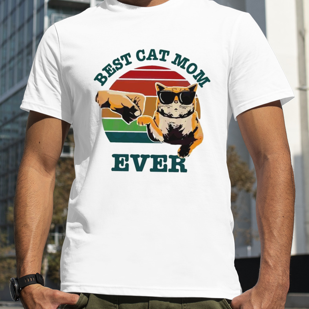 Retro Sunset Best Cat Mom Ever Shirt