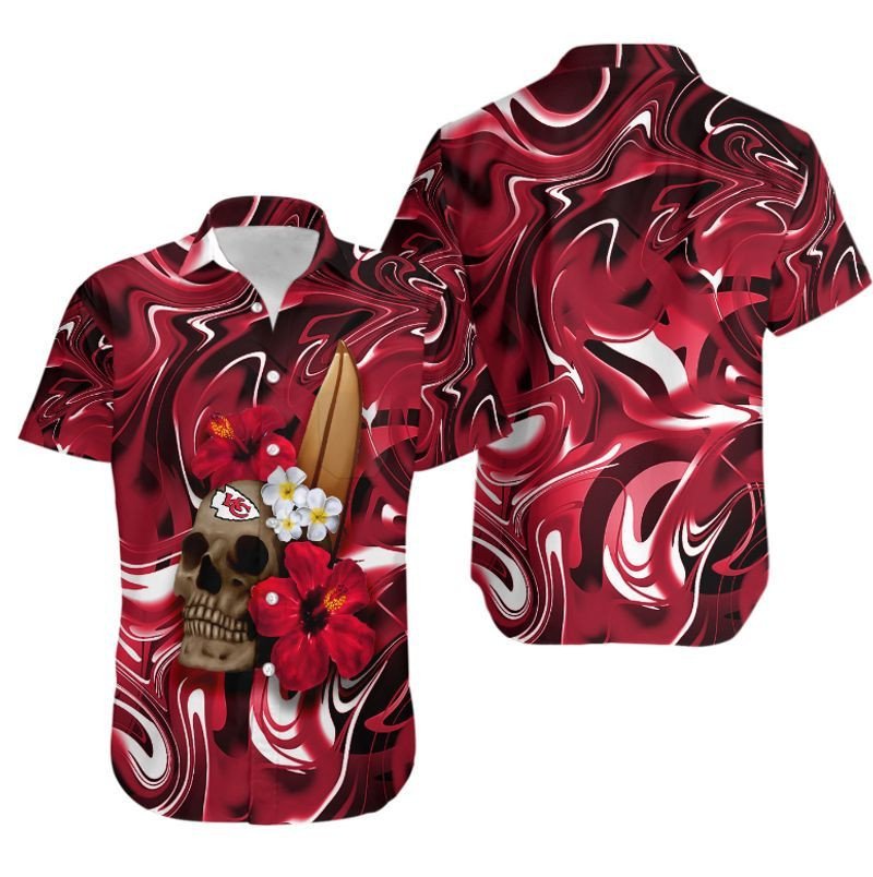 NFL Kansas City Chiefs Hibiscus Flower Red 3D Hawaiian Shirt For