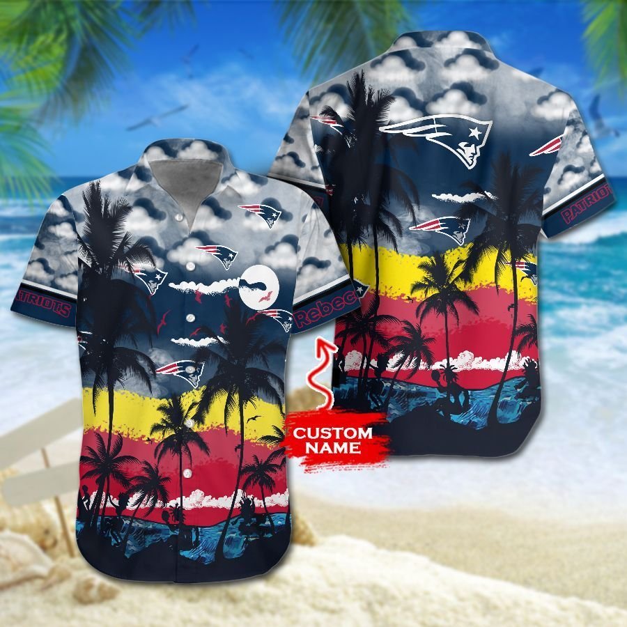 New England Patriots NF And Tropical Pattern Custom Name Hawaiian