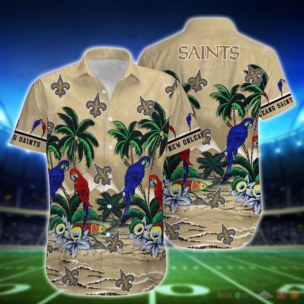 New Orleans Saints Button-Down Shirts Hawaiian Beach Shirts Casual