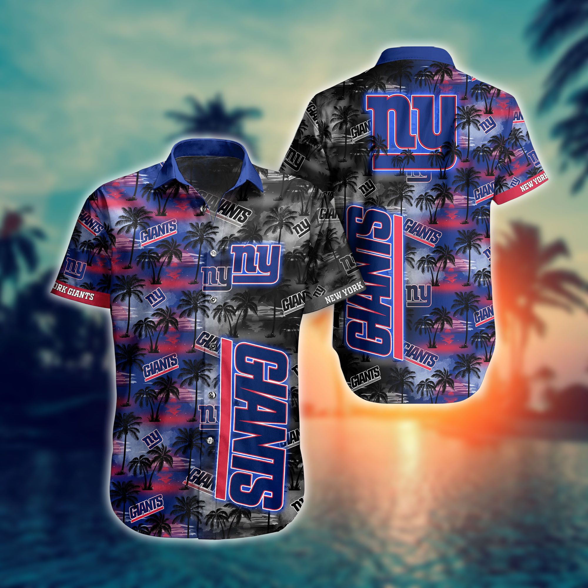 NY Giants Hawaiian Shirt Style Tropical Pattern Graphic Trending