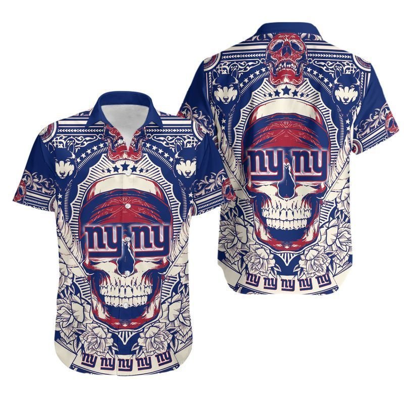 New York Giants Skull1 Summer Hawaiian Shirt And Shorts - Banantees