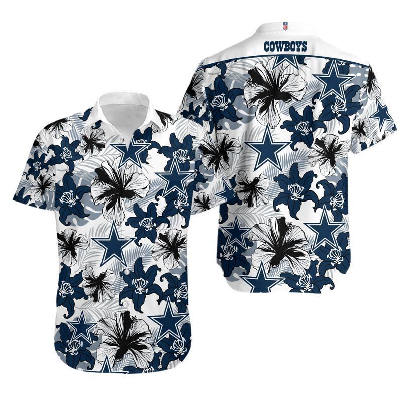 Nfl Hawaiian Button Dallas Cowboys Shirt 3d-1