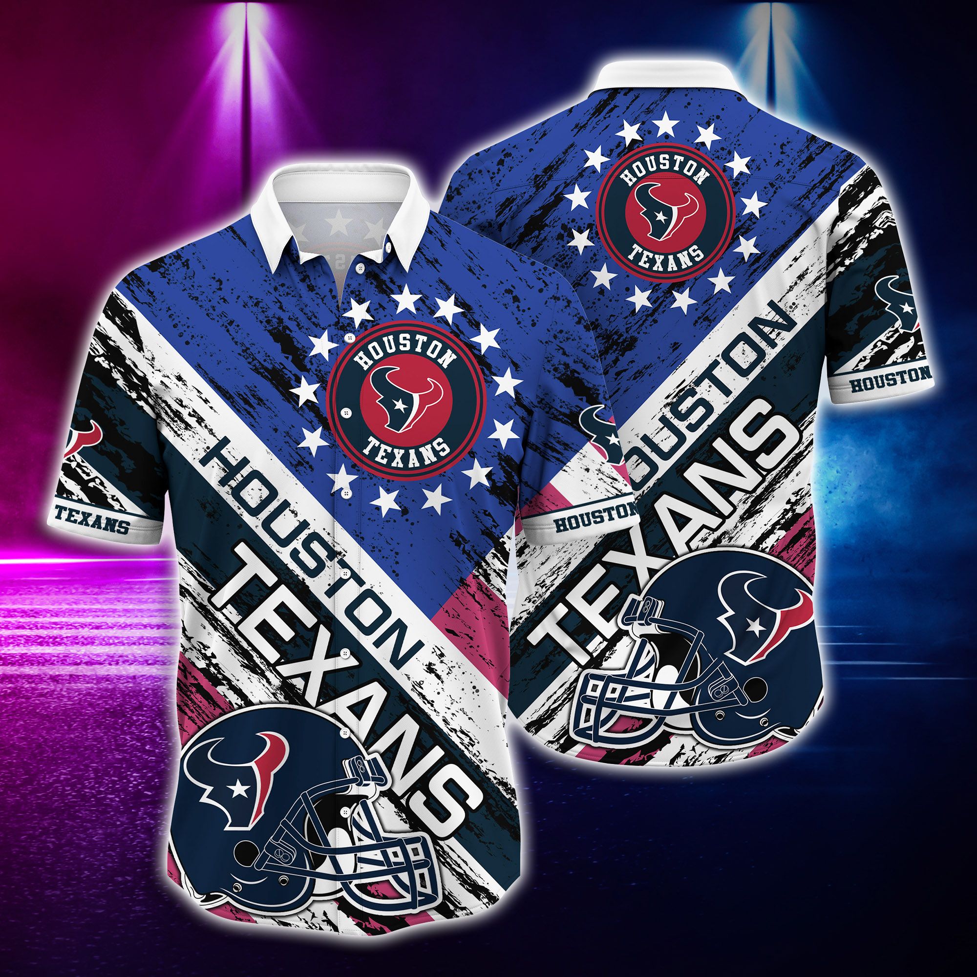 SALE] NFL Houston Texans Red Blue Hawaiian Shirt Hot Trend Summer 2023