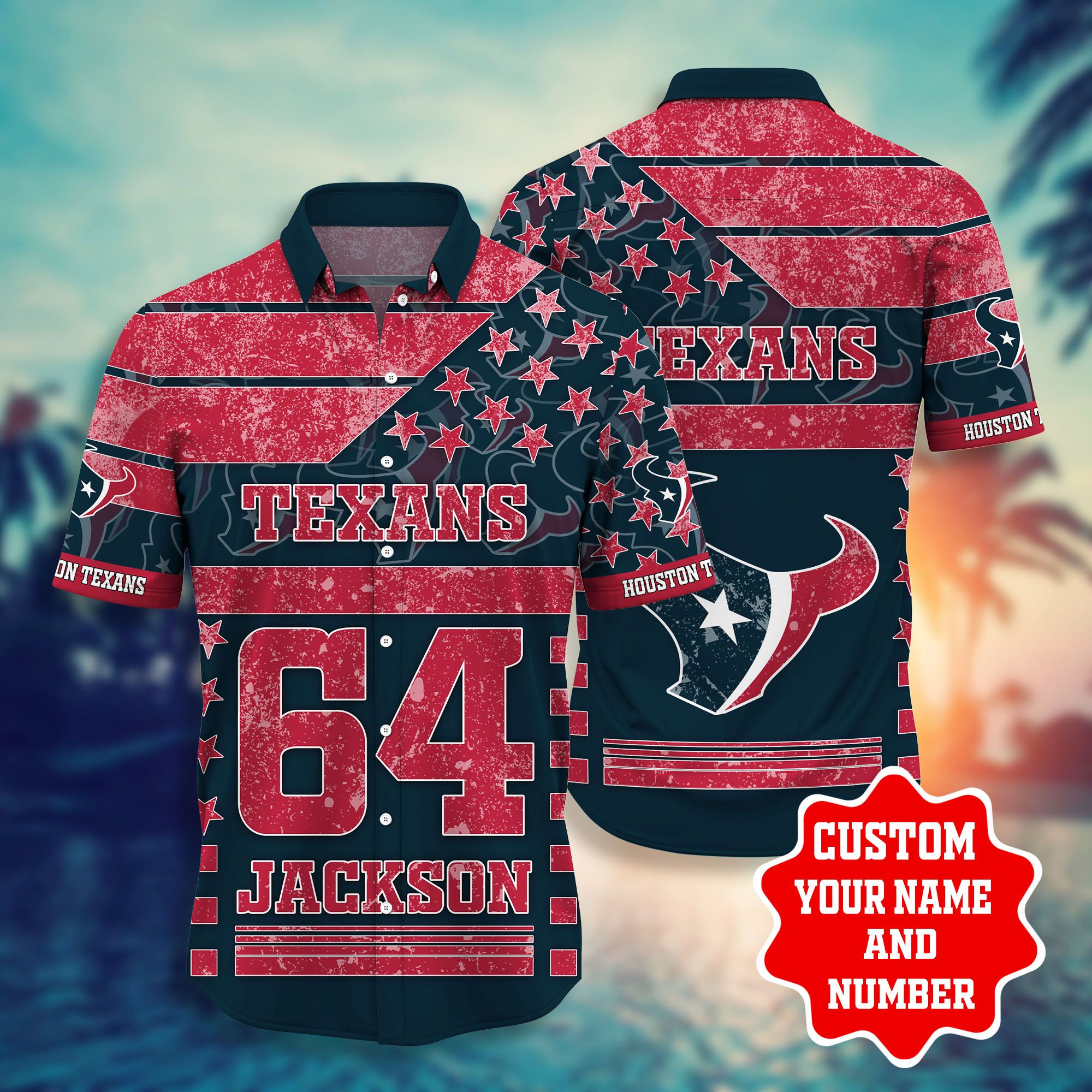 SALE] NFL Houston Texans Red Blue Hawaiian Shirt Hot Trend Summer 2023