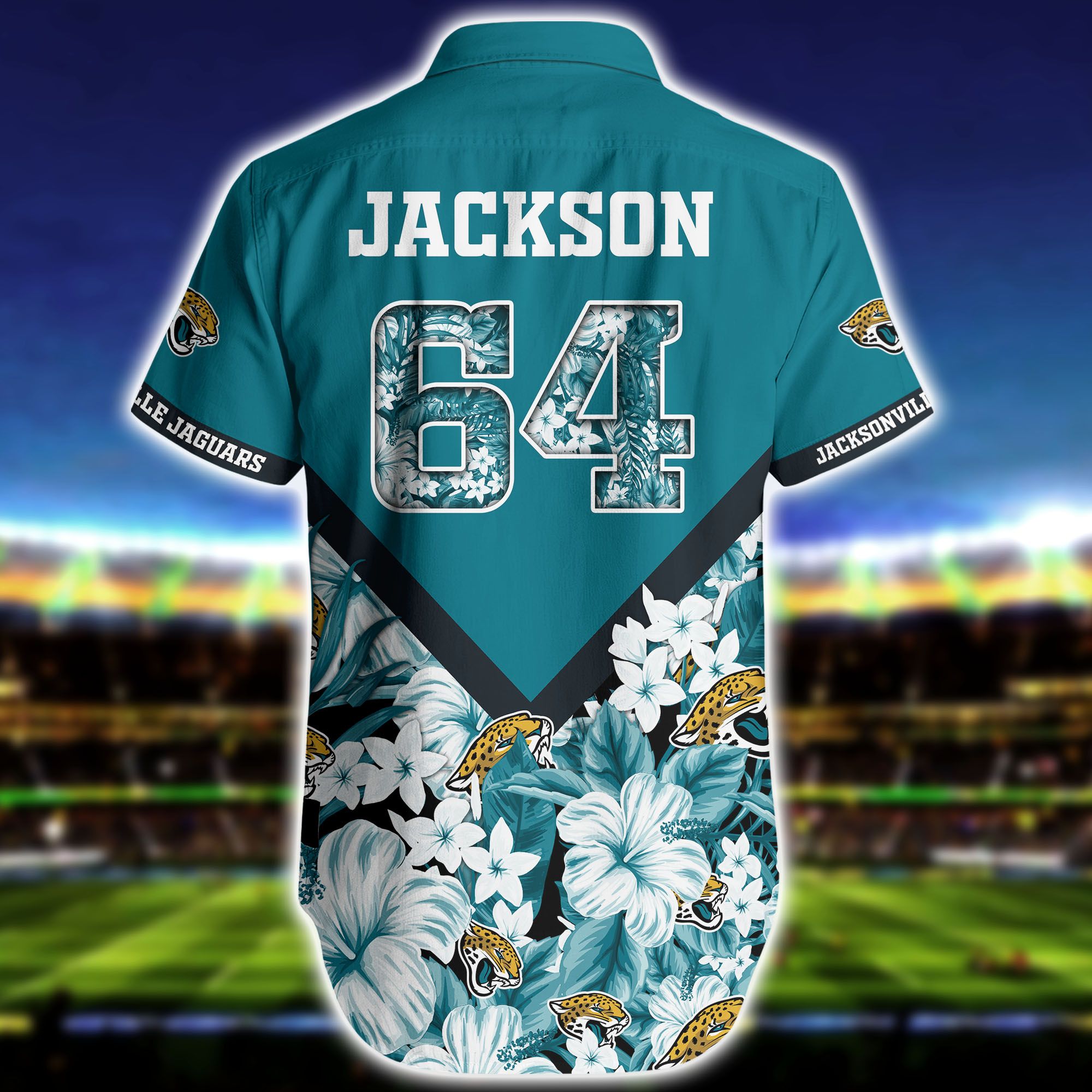 Nfl Jacksonville Jaguars Teal Flower Trendy Hawaiian Shirt V2 Aloha Shirt -  Trendy Aloha