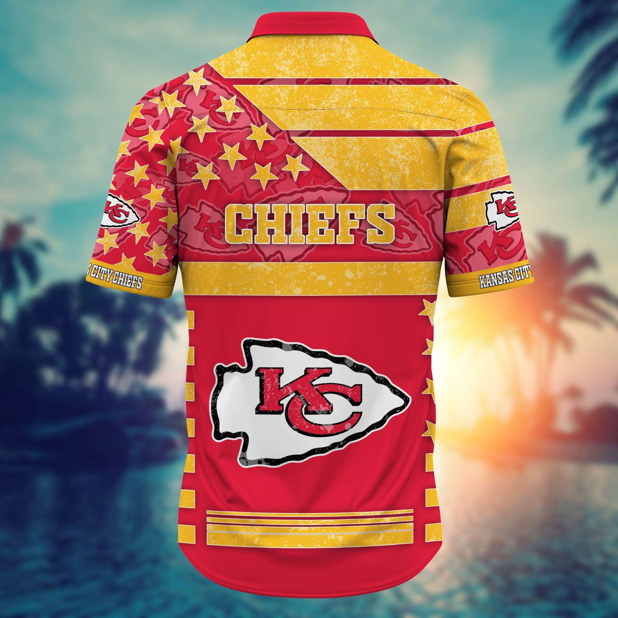Nfl Hawaiian Shirt Kansas City Chiefs Shorts Star Custom Name Number-1