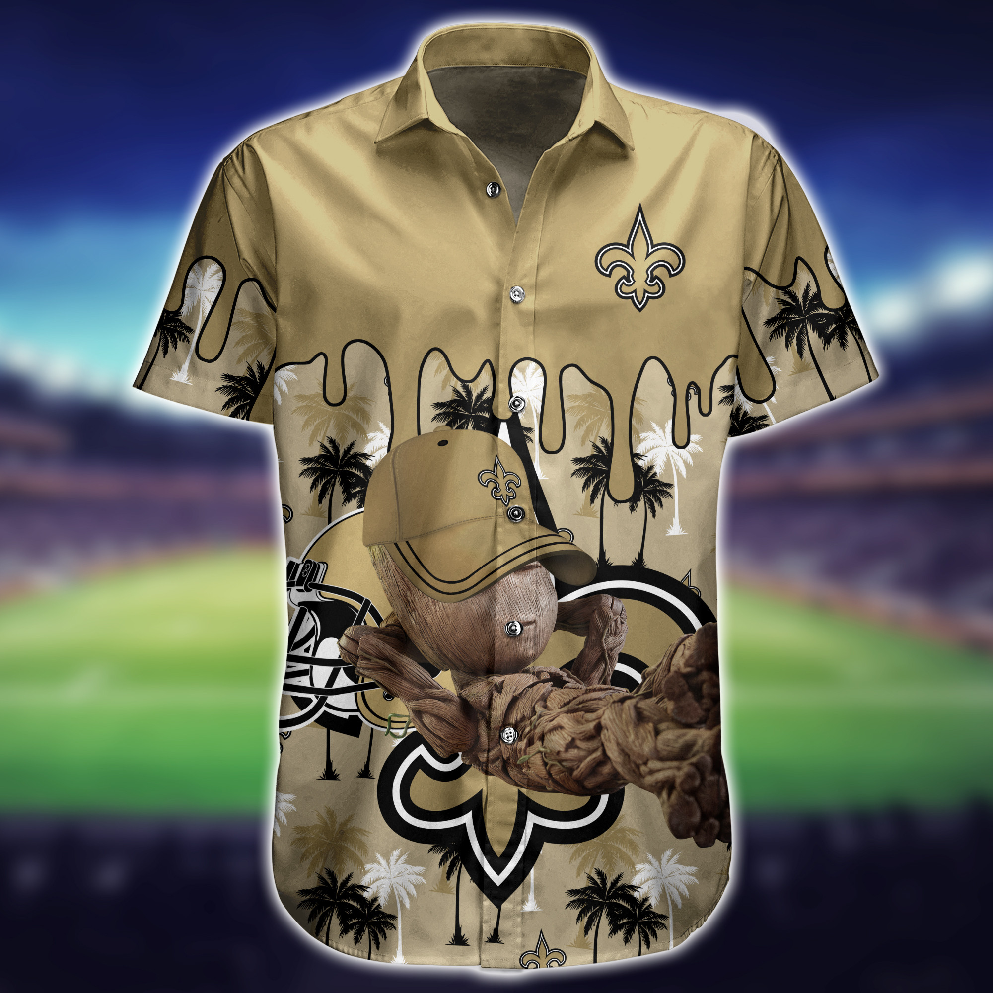 New Orleans Saints NFL Hawaiian Groot Design Button Shirt - Growkoc