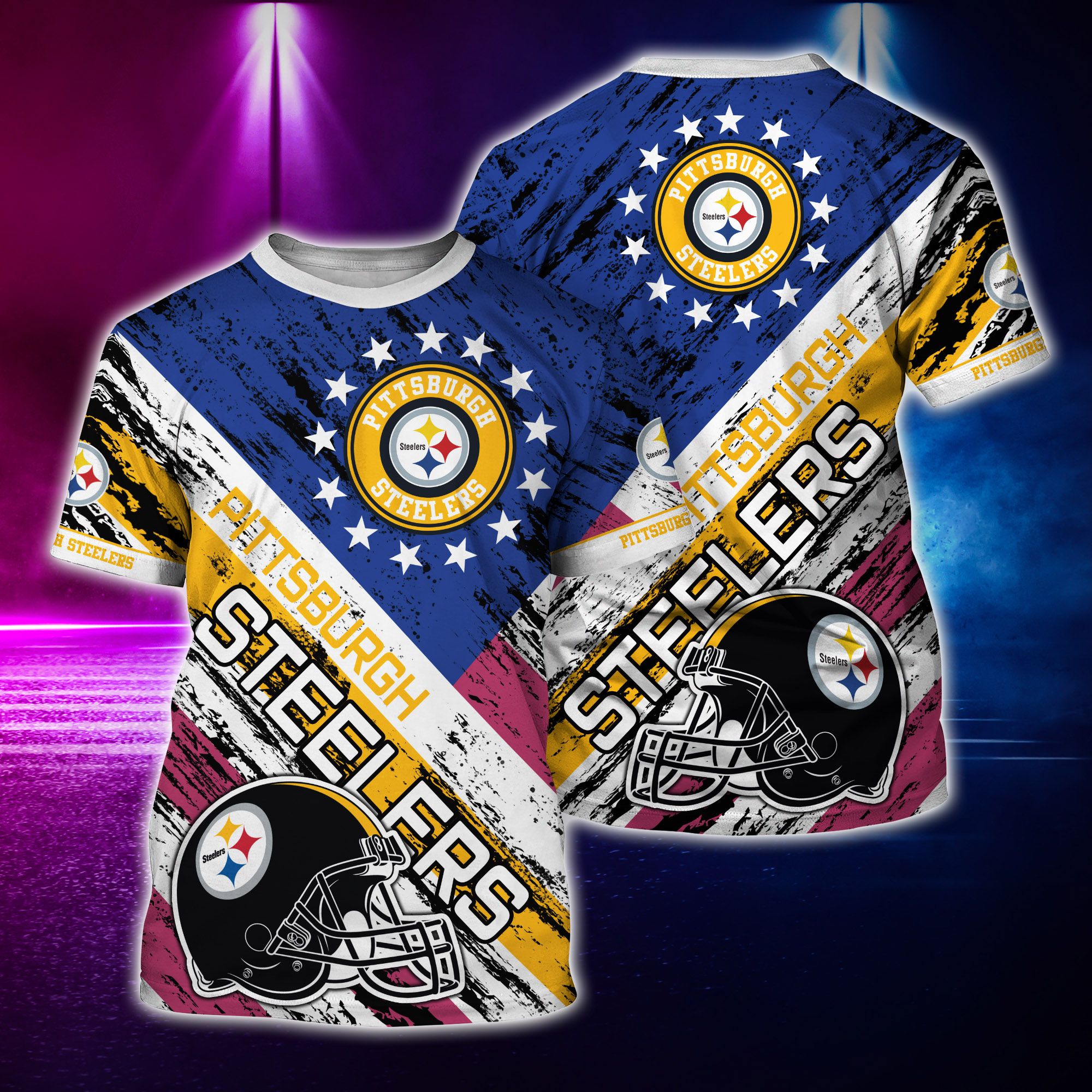 Nfl 3D Hawaiian Shirt Pittsburgh Steelers Rugby Helmet Men And