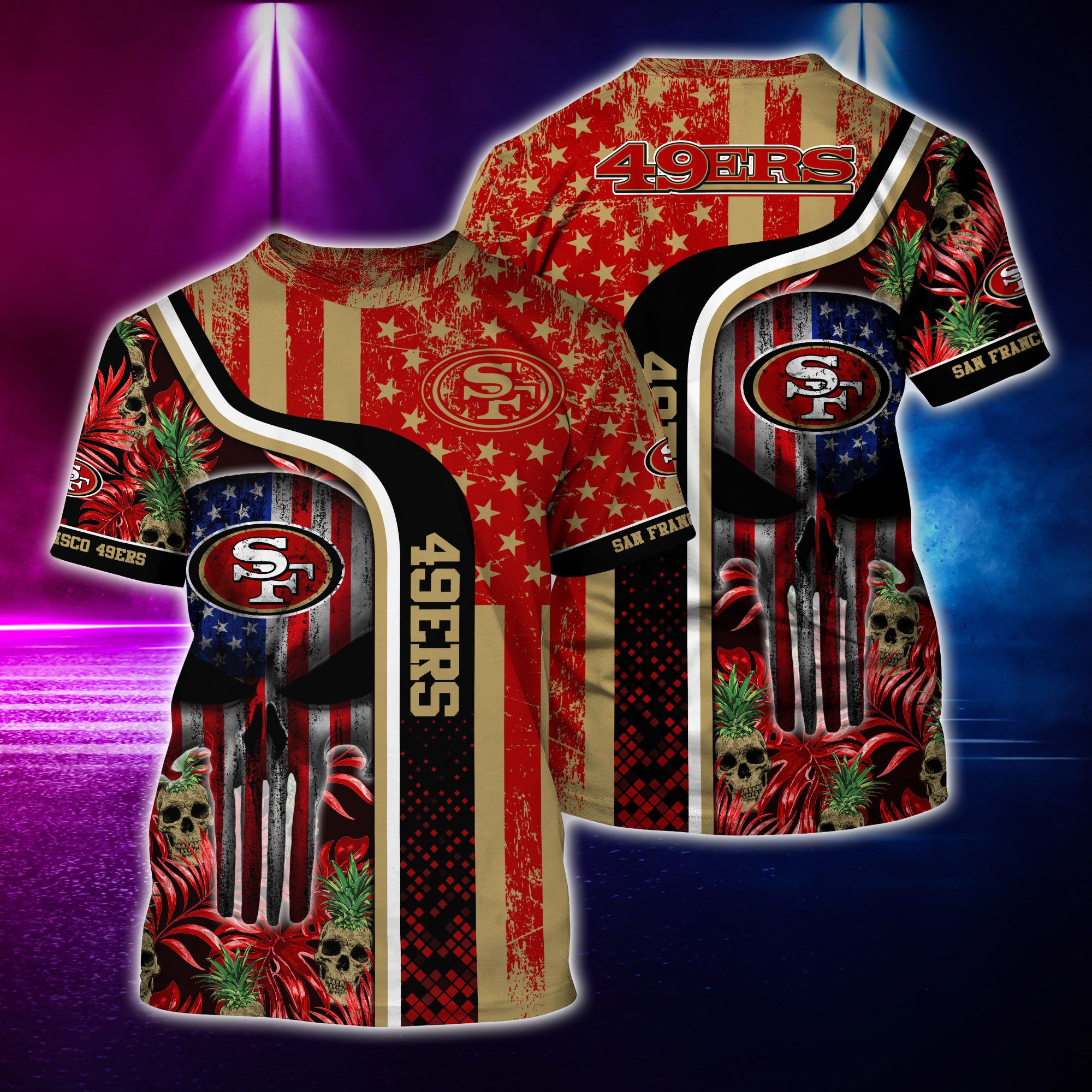 San Francisco 49ers Skull1 Hawaiian Shirt And Shorts Summer Gift