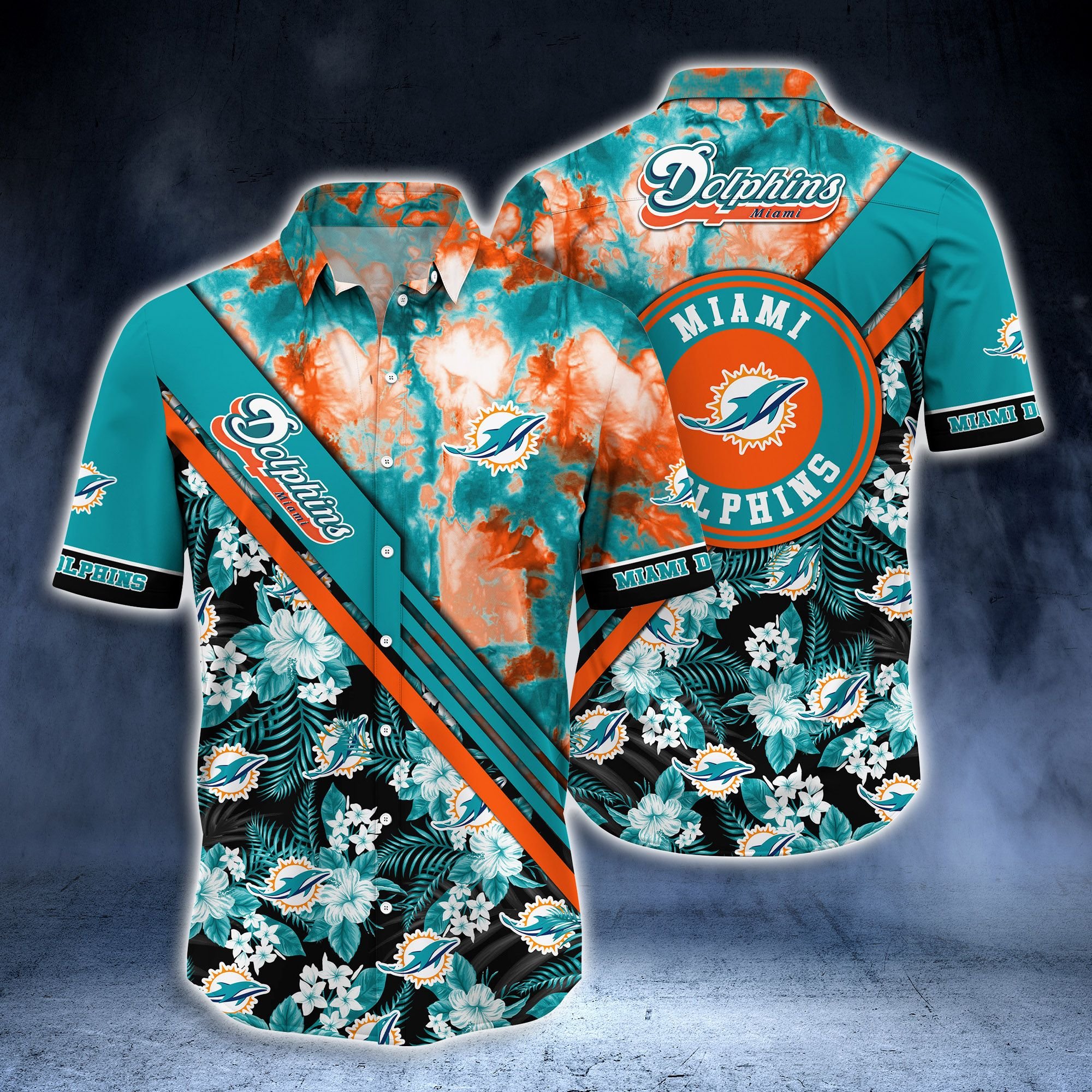 Nfl Miami Dolphins Tropical Sun Hawaiian 3d Shirt-1